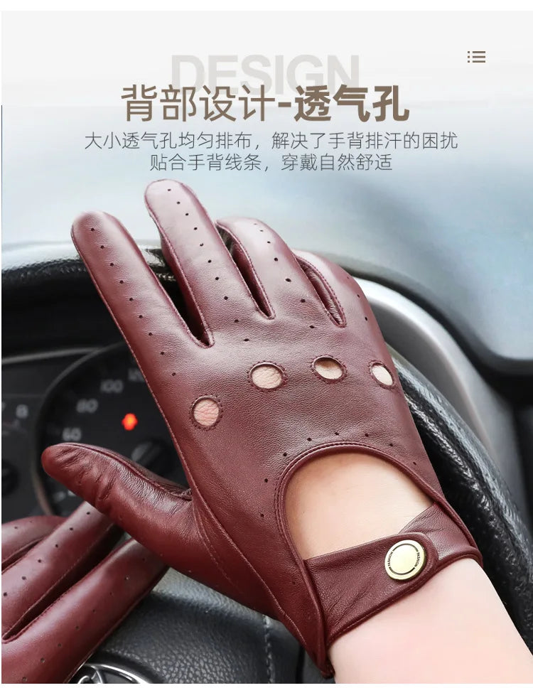 New Arrival Luxury Mens Genuine Leather Gloves Sheepskin Gloves Fashion Men Black Breathable Driving Gloves For Male Mittens