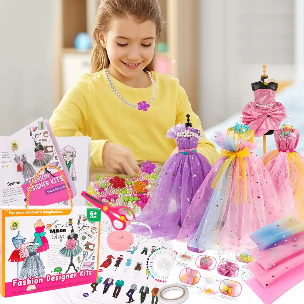 1 Set DIY Doll Children Handmade Material Package Girls' Clothing Creative Fashion Designer Kits For Your Children's Imagination