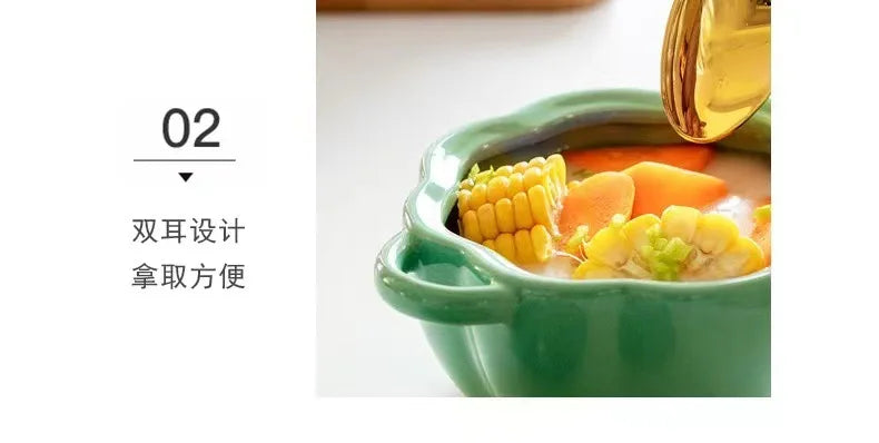 Creative Cartoon Pumpkin Shaped Ceramic Salad Bowl Kawaii Soup Bowl Kitchen Utensils Accessories Halloween Gift