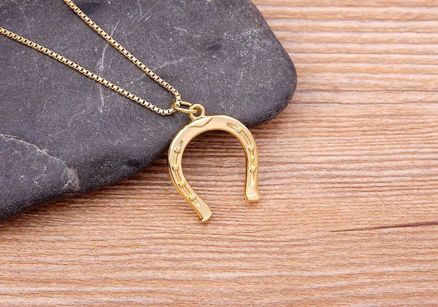 Nidin Ins Popular Fashion Classic Horseshoe Pendant Necklace Lucky Cute U Shaped Women Wedding Collier Gift Special Jewelry