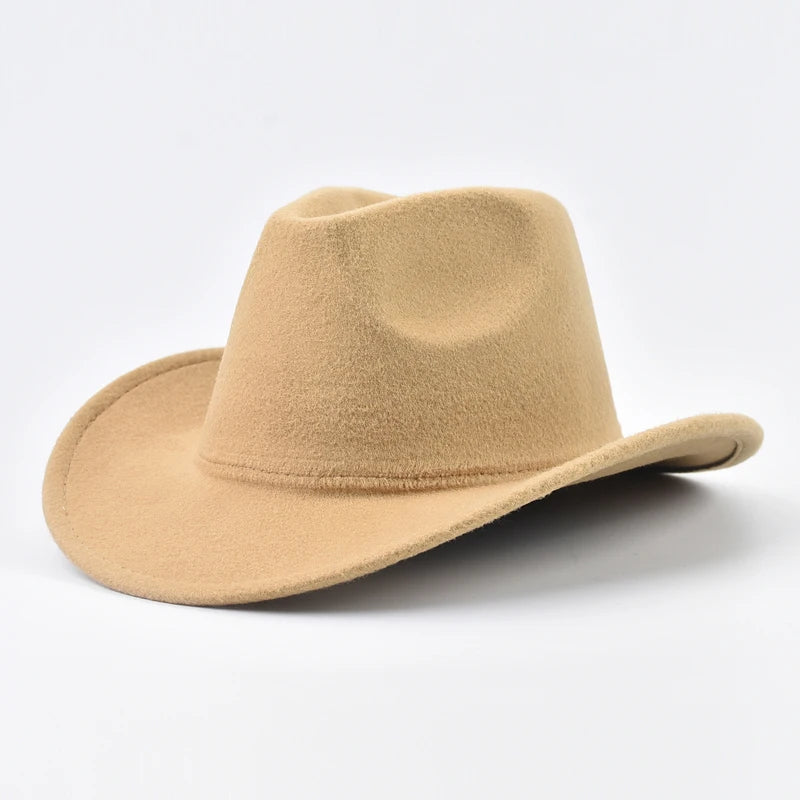 Unisex Western Cowboy Hat Vintage Roll Brim Felt Hat Suitable for Daily Casual Wear, Western Cowboy Party, Bar Cowboy