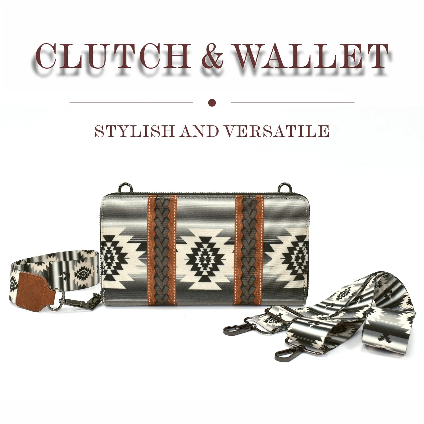 Cowgirls Wallet Purse Casual Women Western Aztec Clutch Wristlet Wallet with Credit Card Holder Envelope Bags Shoulder Handbag