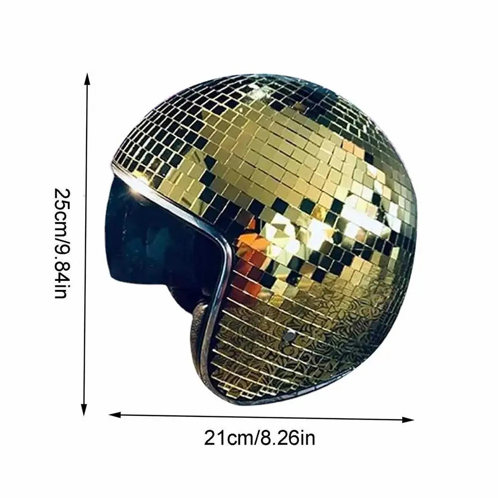 Disco Ball Helmet Mirror Glass Glitter Classic Party Bar Room Party Decoration American Retro Art Disco Shiny Hat Ornaments