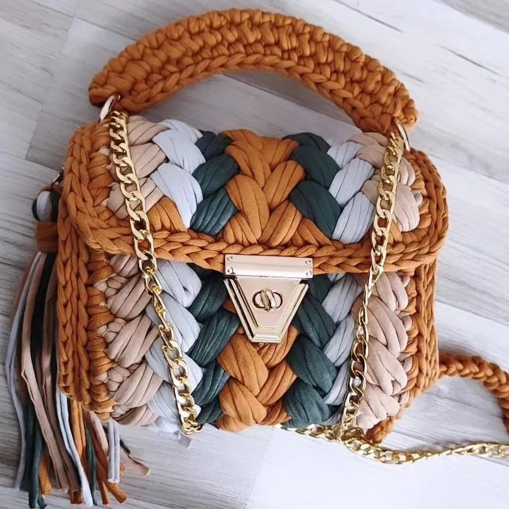 Women's Bag Hot Selling Shoulder Bag Handmade Crochet Bag with Contrasting Woven Bag Luxury Designer Handbag Bags for Women