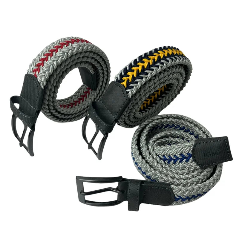 Braided Stretchy Golf Belt for Men and Women Colorful Canvas Elastic Belt for Casual Pants and Jeans