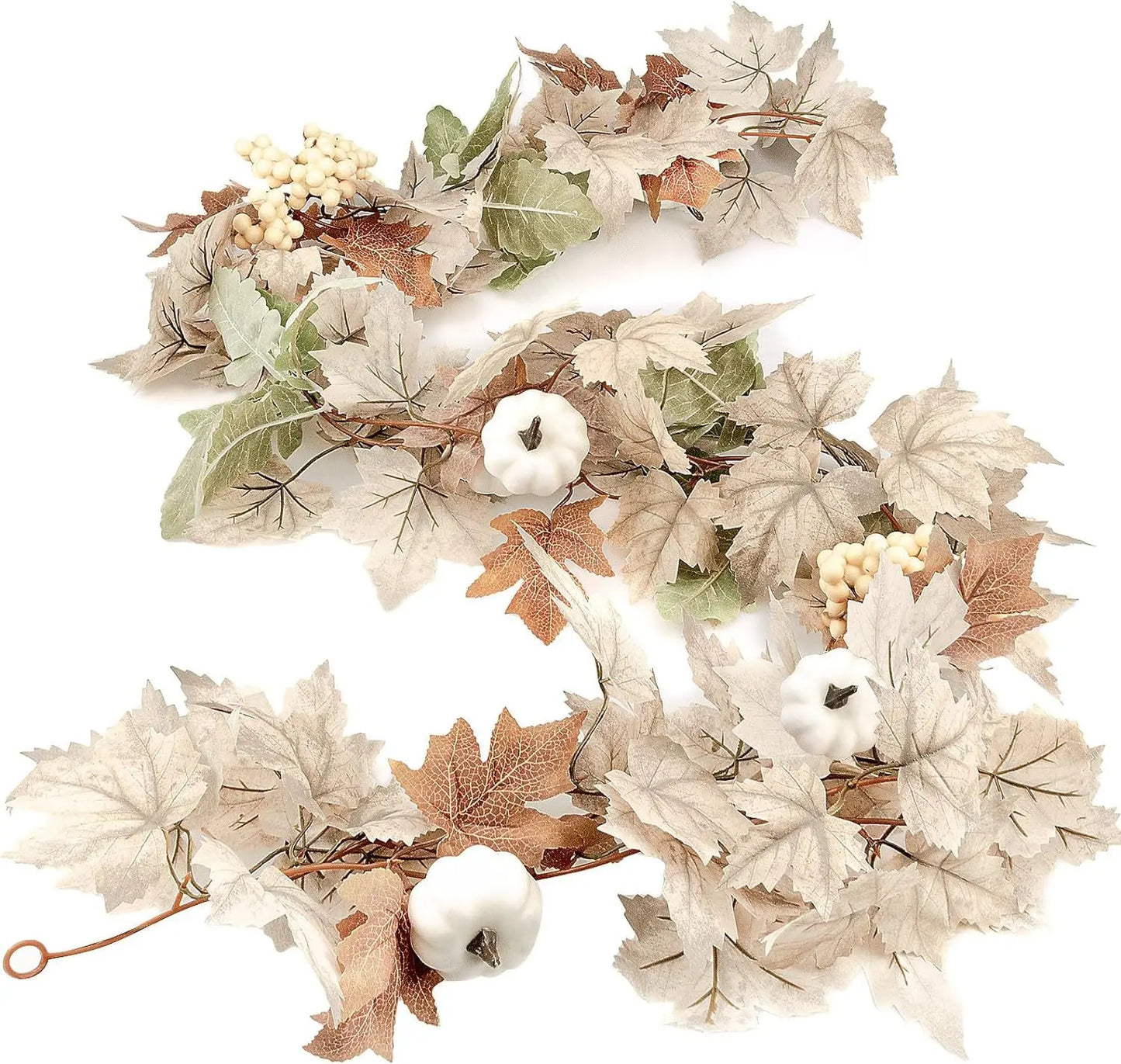 Autumn Wreath Farmhouse Decoration Farmhouse Thanksgiving Maple Leaf Berry Halloween White Pumpkin Set Garland Ornament Pendant Valentines Gift