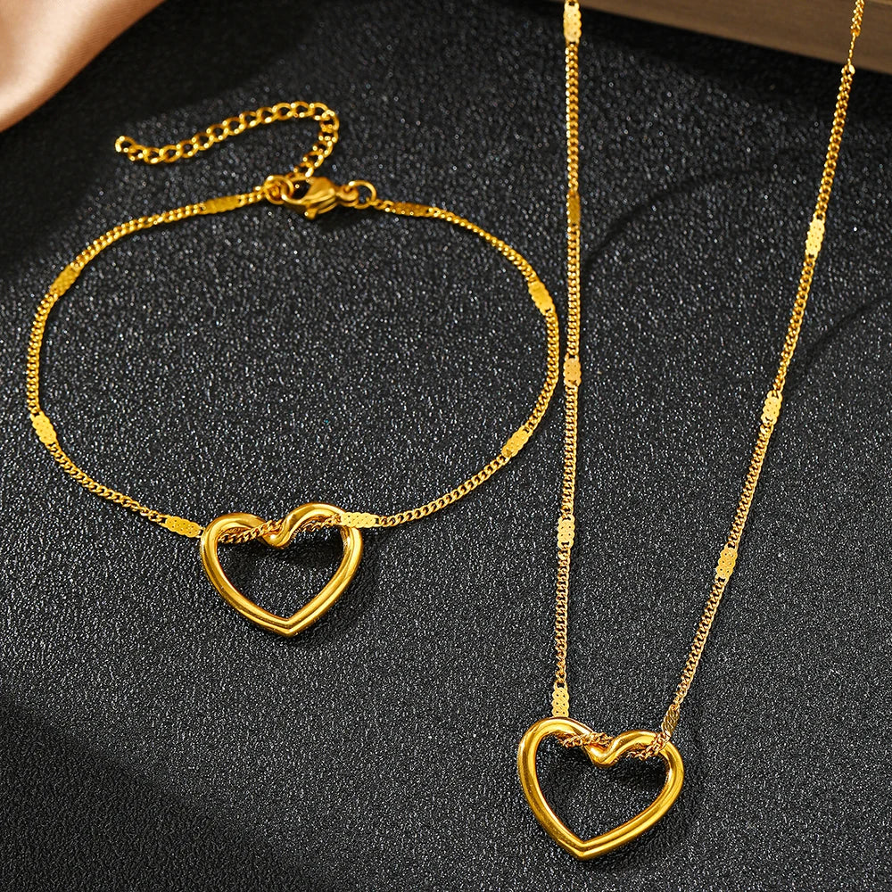 Stainless Steel Jewelry Set Novelty Twisted Heart Light Luxury High-end Sense Jewelry Set For Women Jewelry Anniversary 2024