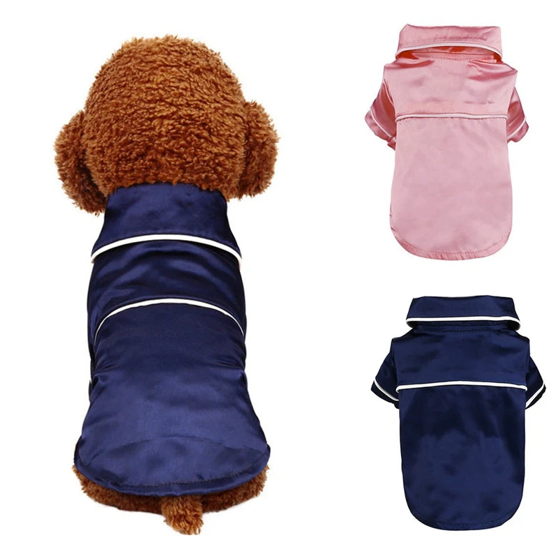 Luxury Pet Dog Pajamas Soft Silk French Bulldog Pajamas Pet Coat Clothing For Small Dogs Shih Tzu Puppy Cat Clothes XS-XL