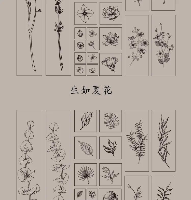 Yoofun 30pcs/set Natural Plants Leaf Flower Wooden Stamp Set Collage Junk Journal Scrapbooking Card Making Standard Stamps