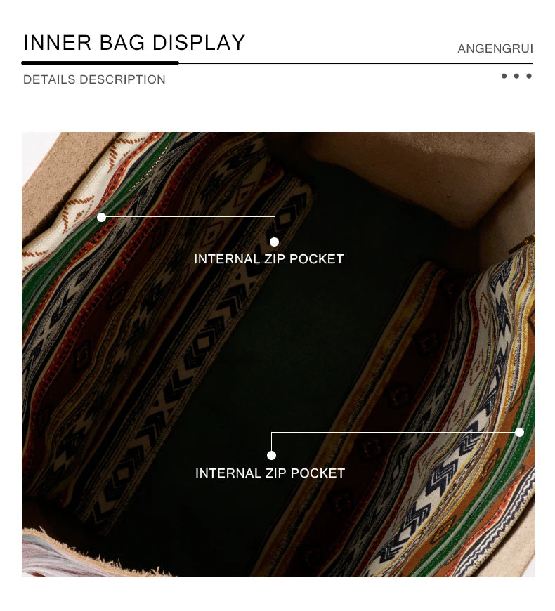 ANGENGRUI Luxury Leather Tote Bag Handmade First Layer Cowhide Handbag Fashion Women Large Capacity Inner Bag Shopping Bag