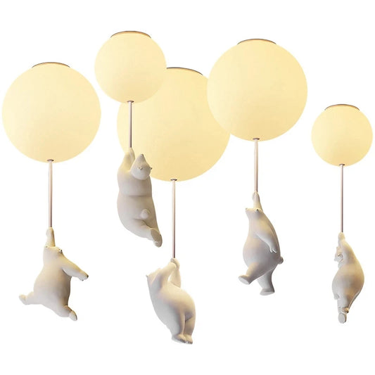 Modern Ceiling Chandelier Light Cartoon Lighting Creative Polar Bear LED Pendant Lamp Theme Hotel Kid Children Kindergarten