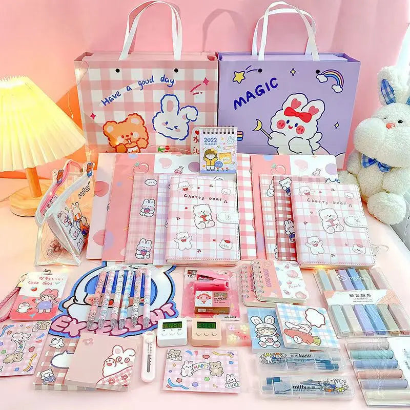 Stationary Set Students Back to School Gift Box Full set of Notebook Stickers Birthday Gift School Writing Stationery Sets