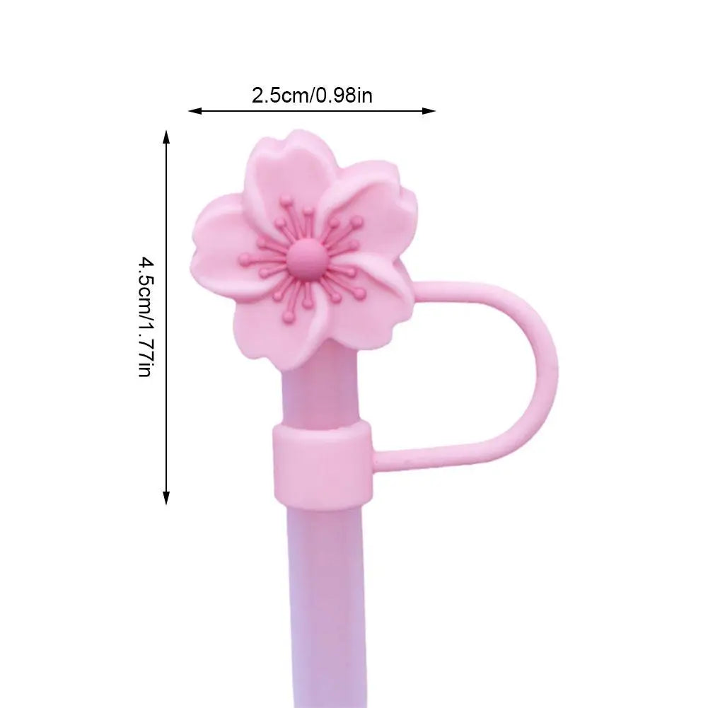 Flower Silicone Straw Covers For Water Glass Bottle Flower Shape Drinking Dust Cap Straw Tips Cover Cup Accessories For 8-10mm