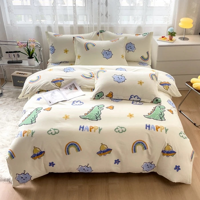 Colorful Polka Dot Cotton Duvet Cover Set with Zipper Cute Bear Bedding Sets for Men & Women, Luxury Reversible Comforter Covers