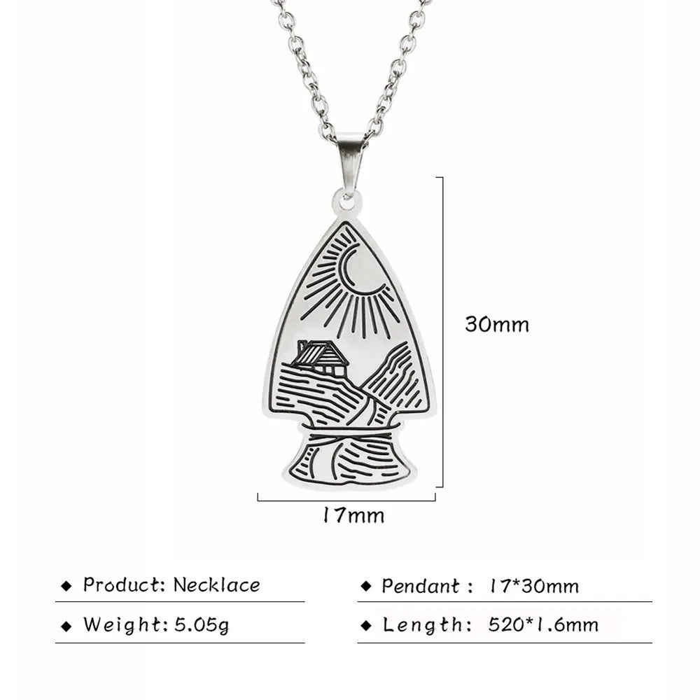 Stainless Steel Animal Pendant Necklace Rabbit Bear Eagle Dog Fox Wolf Scenery Moon Sun Tree Chain Necklaces Jewelry for Women