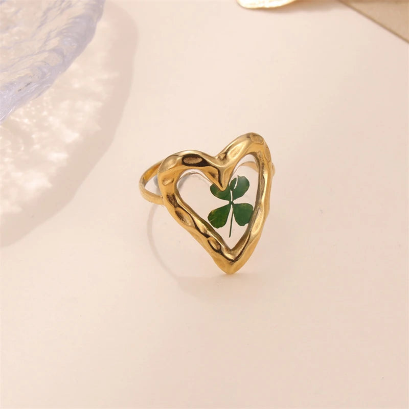 D&Z Ins Retro Women's Fashion Jewelry Eternal Flower Series Stainless Steel Ring Love Accessories Open Ring