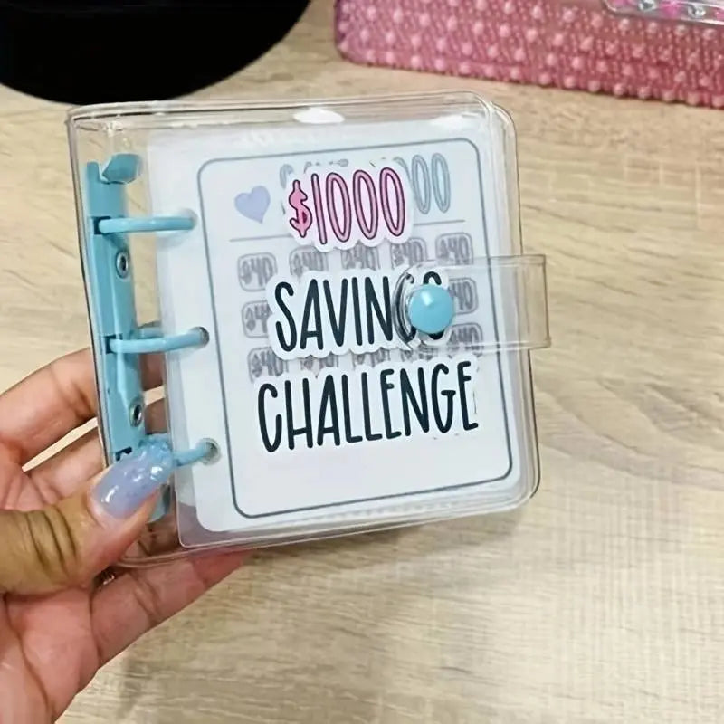 Creative $1,000 Savings Challenge Binder with Envelope Durable Glossy PVC, Christmas Gift Money Saving Challenge