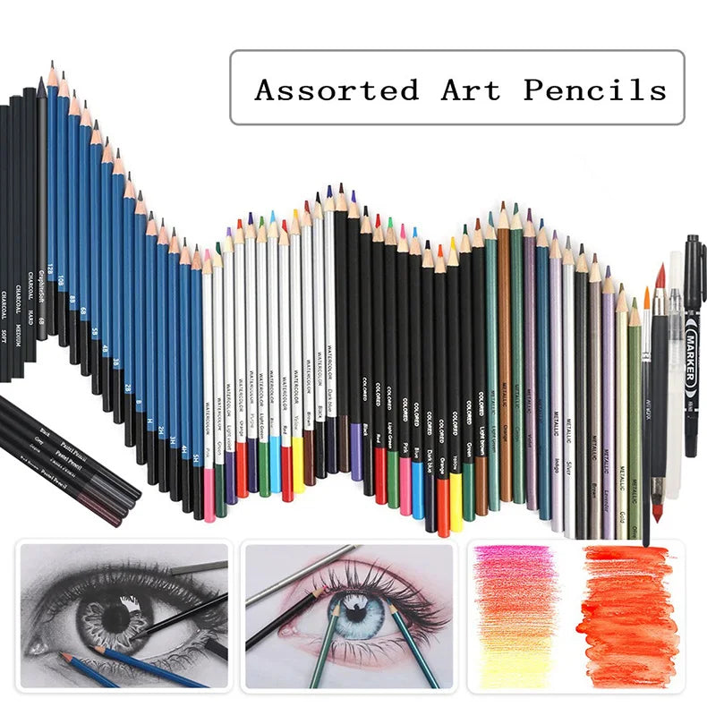 Sketching Pencil Set 70/83pcs Professional Drawing Kit Ideal for Drawing Blending Shading Artist Supplies for Kids Teens Adults