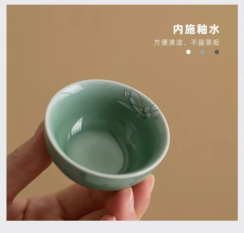 Chinese Style Travel Tea Set, Celadon Cover Bowl Small Set, One Pot, Three Cups, Fast Customer Cup, Portable Kung Fu Tea Maker