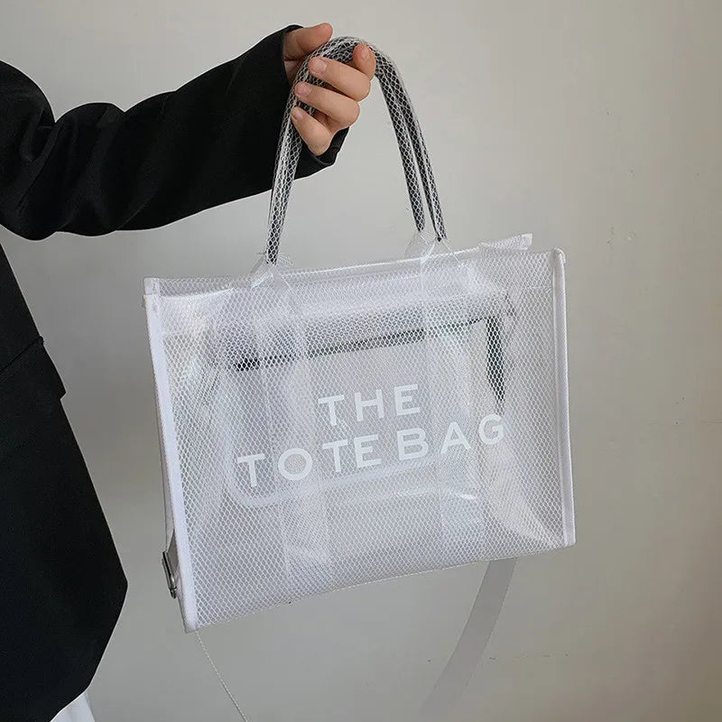 The Tote Bags For Women 2024 Summer New Luxury Designer Handbags Big Clear Beach Shopper Shopping Bag Large Totebag Square Purse