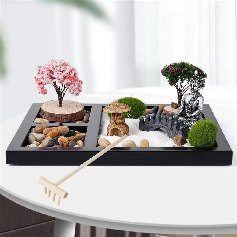 Mini Zen Garden Authentic Zen Garden Kit Zen Garden Accessories Kit With Bamboo Tools Home Office Desktop Meditation Decor