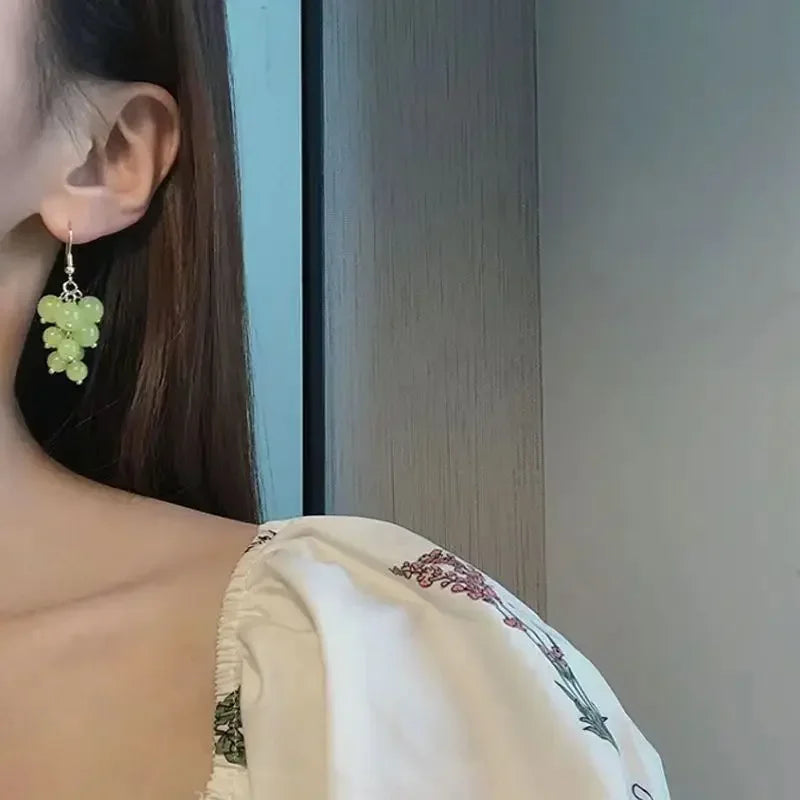 Серьги Женские Fashion Grape Earrings For Women Simple Cute Fruit Drop Dangle Hook Earring Party Trendy Jewelry Accessories Gift