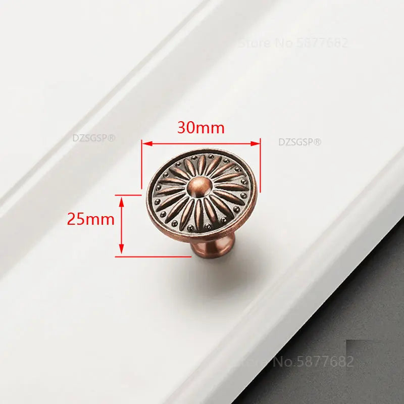 Retro Red Bronze Kitchen Cabinet Knobs Cupboard Door Zinc Alloy Handles Vintage Wardrobe Furniture Handle Drawer Pulls