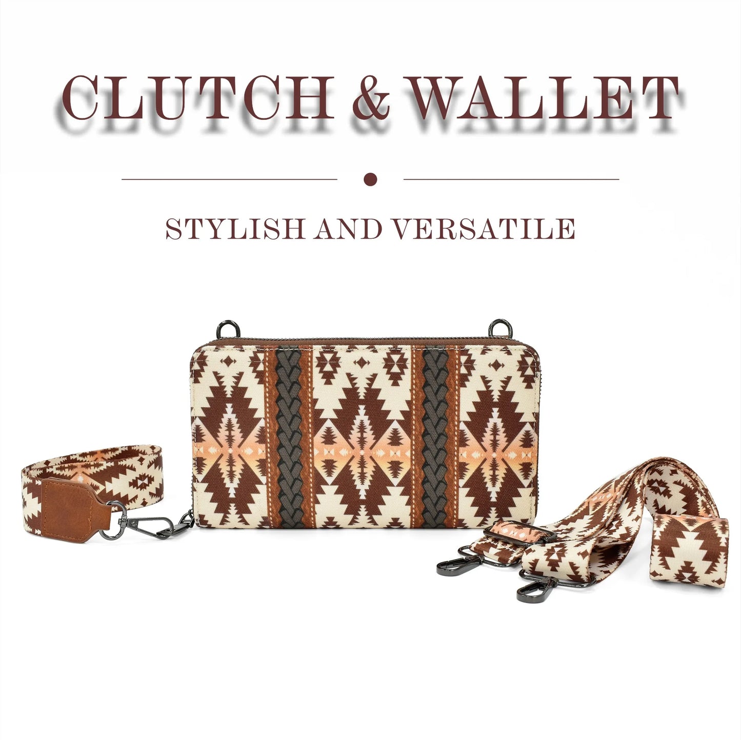 Cowgirls Wallet Purse Casual Women Western Aztec Clutch Wristlet Wallet with Credit Card Holder Envelope Bags Shoulder Handbag