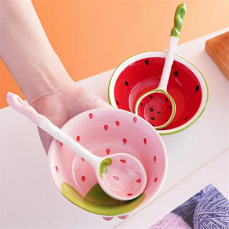 Ceramic Tableware Wear-resistant Popular Ceramics Demand Unique Best Selling Creative Strawberry Watermelon Bowl Kitchen Set Set