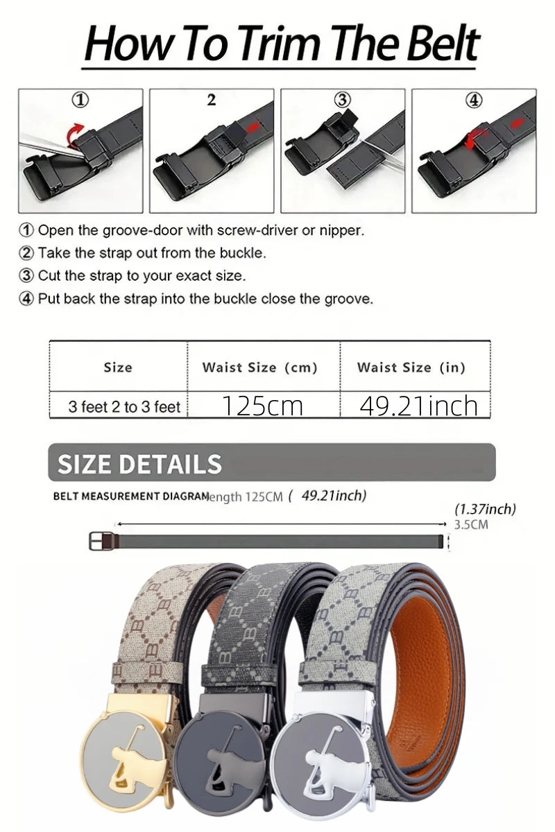 New Summer Automatic Buckle Men Belt, Fashionable Sport Buckle Waist Belt, Best Gift Choice for Golf Loving Fan Clubs