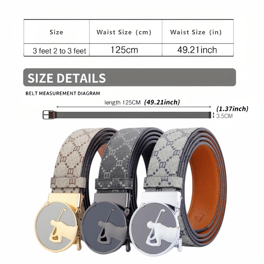 New Summer Automatic Buckle Men Belt, Fashionable Sport Buckle Waist Belt, Best Gift Choice for Golf Loving Fan Clubs