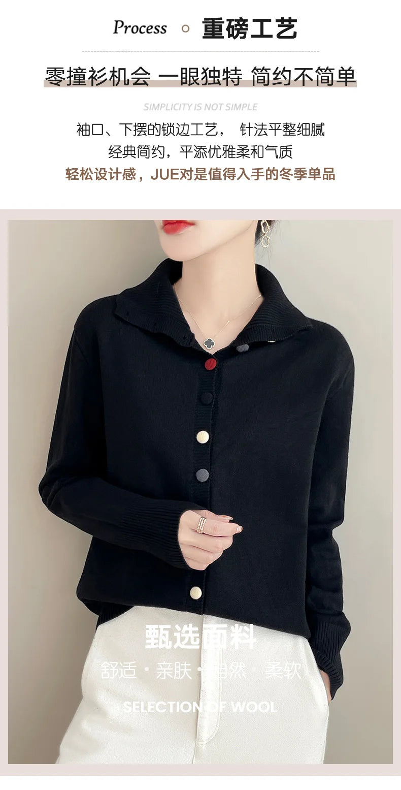 2024 New Cashmere Cardigan Women Long Sleeve Sweaters Cashmere Cardigan Autumn Winter Women  Knitwear Fashion Coat