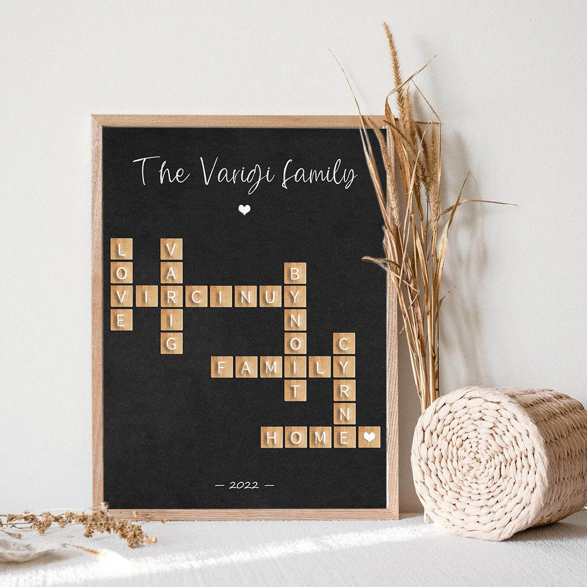 Crossword Scrabble Wall Art Personalized Family Names Print Poster Custom Puzzle Canvas Painting Nordic Gifts Picture Room Decor Valentines Gift