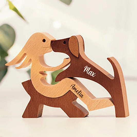 Personalized Custom Wooden Pet Carvings Cute Family Puppy Wood Dog Cat Craft Sculpture Table Ornaments Figurine Gift Pet Lovers Valentines Gift