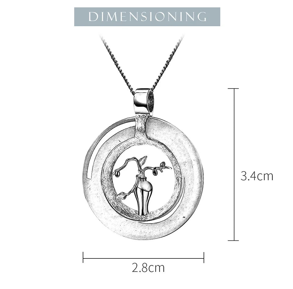 Lotus Fun Real 925 Sterling Silver Handmade Fine Jewelry Classic Oriental Element Flower Vase Design Pendant without Necklace