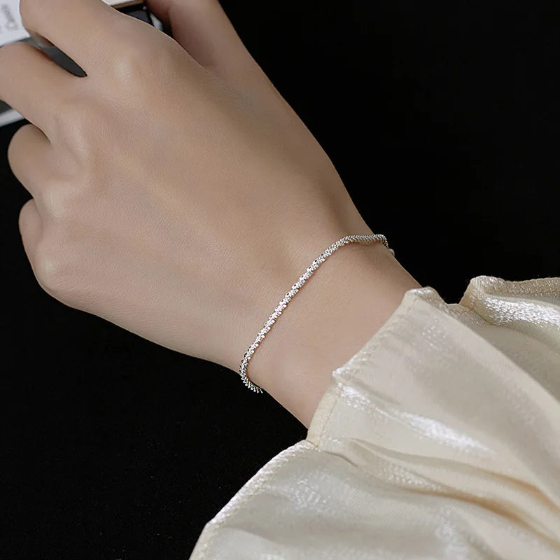 New 925 Silver Gold Color Geometric Beads Adjustable Punk String Bracelet For Woman Girl Fashion Jewelry Gift Dropship Wholesale