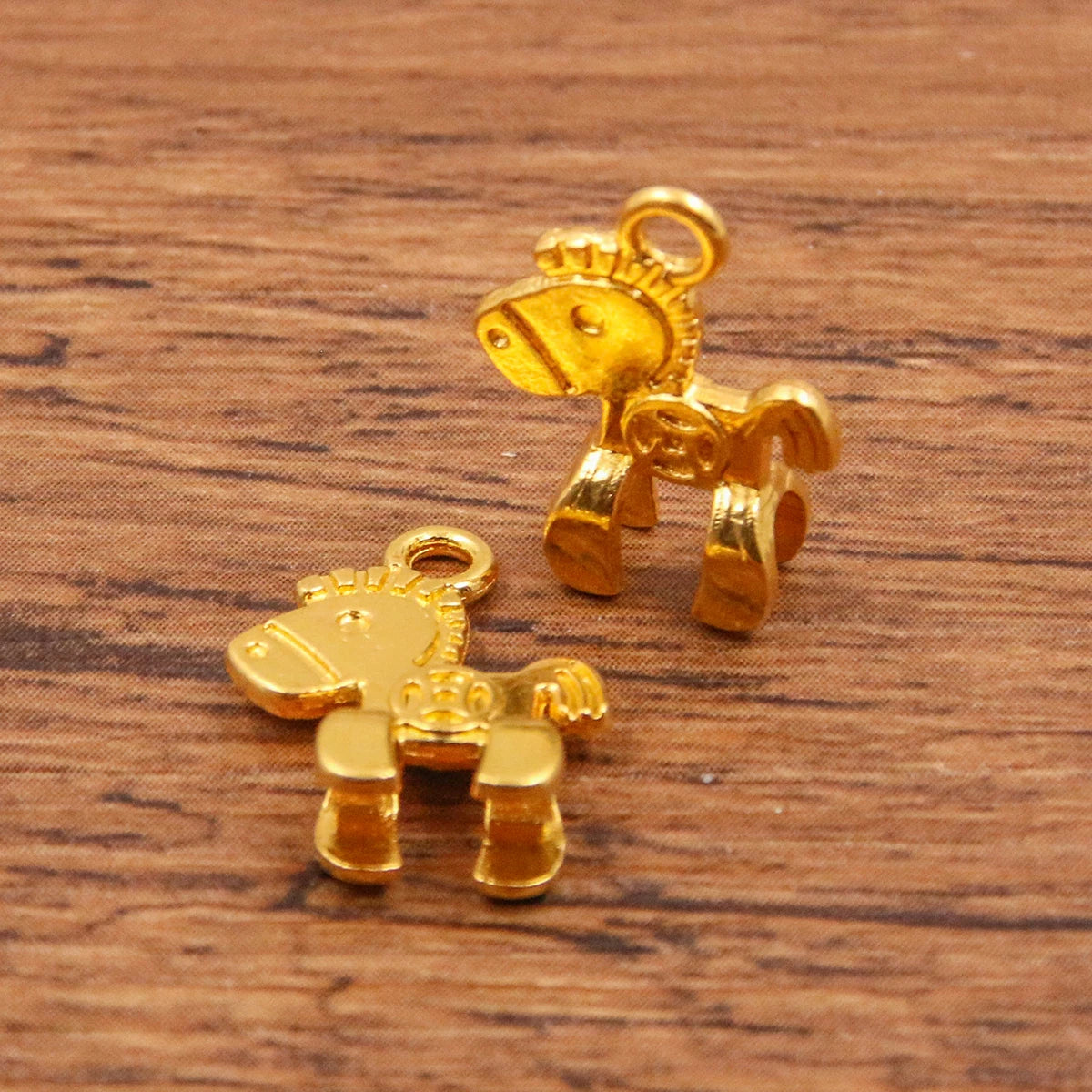 30PCS 3 Color 11X15mm New Product Alloy Double Sided 3D Pony Charms For Jewelry Making DIY Handmade Small Animal Pendant