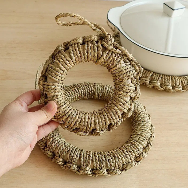 15/20/25cm Natural Round Placemat Hemp Rope Non-slip Home Kitchen Placemat Coaster Hand Woven Insulation Pad Dish Coffee Cup Mat