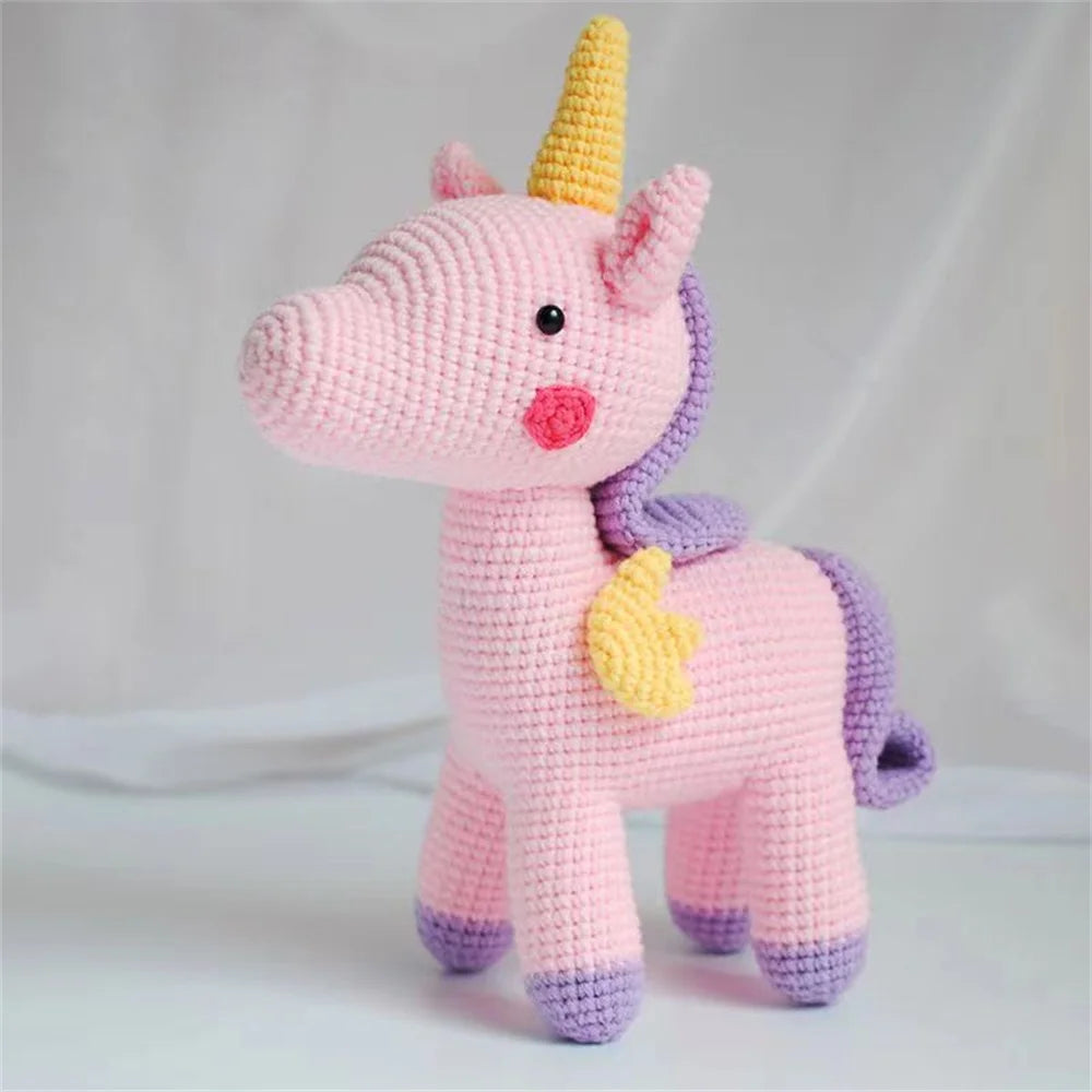 Unicorn Crochet Yarn Kit for Beginners DIY Animal Plush Doll Crochet with Yarn Hook and Accessories Hand Knitting Starter Kit Valentines Gift