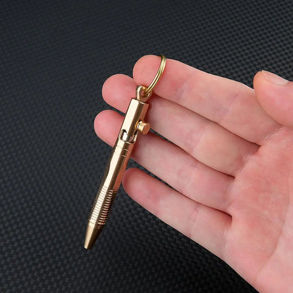 Travel Pocket Pen Portable Brass Ballpoint Pen Mini Design Brass Pen Pendant For Partners Customers Relatives Friends