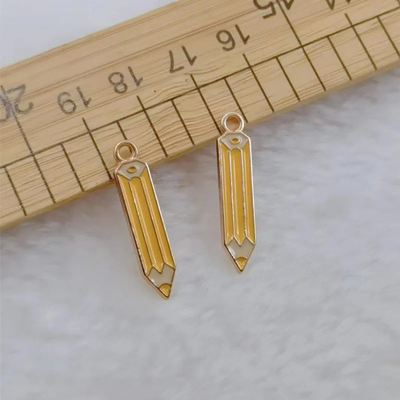 10pcs Enamel Pencil Fragments Charms for Jewelry Making Craft Supplies Necklace Bracelet Charms Earring Pendant Diy Accessories