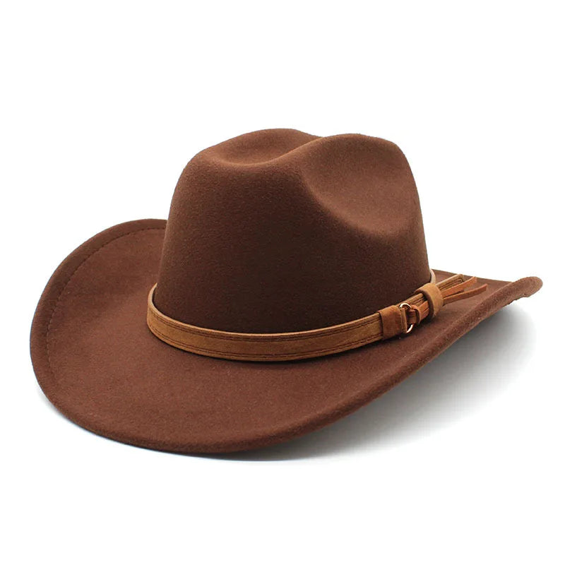 Winter Autumn Men's Western Women Cowboy Hat For Gentleman Lady Cowgirl Jazz Hat Wide Brim Felt Fedora Hat Sombrero Hombre