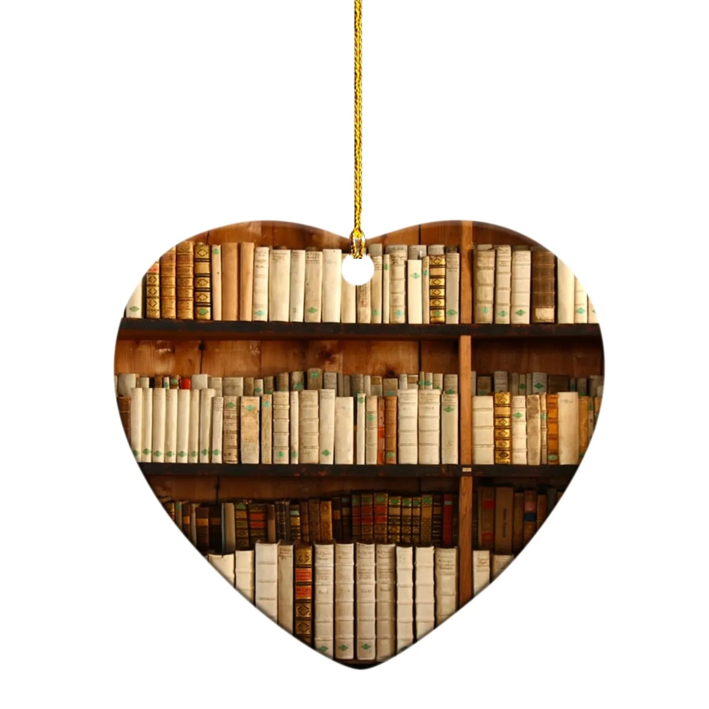 Book Lovers Heart Shaped Bookshelf Pendant Acrylic Craft Crystals Hanging Room Ornament Christmas Beard Decorations Car decor