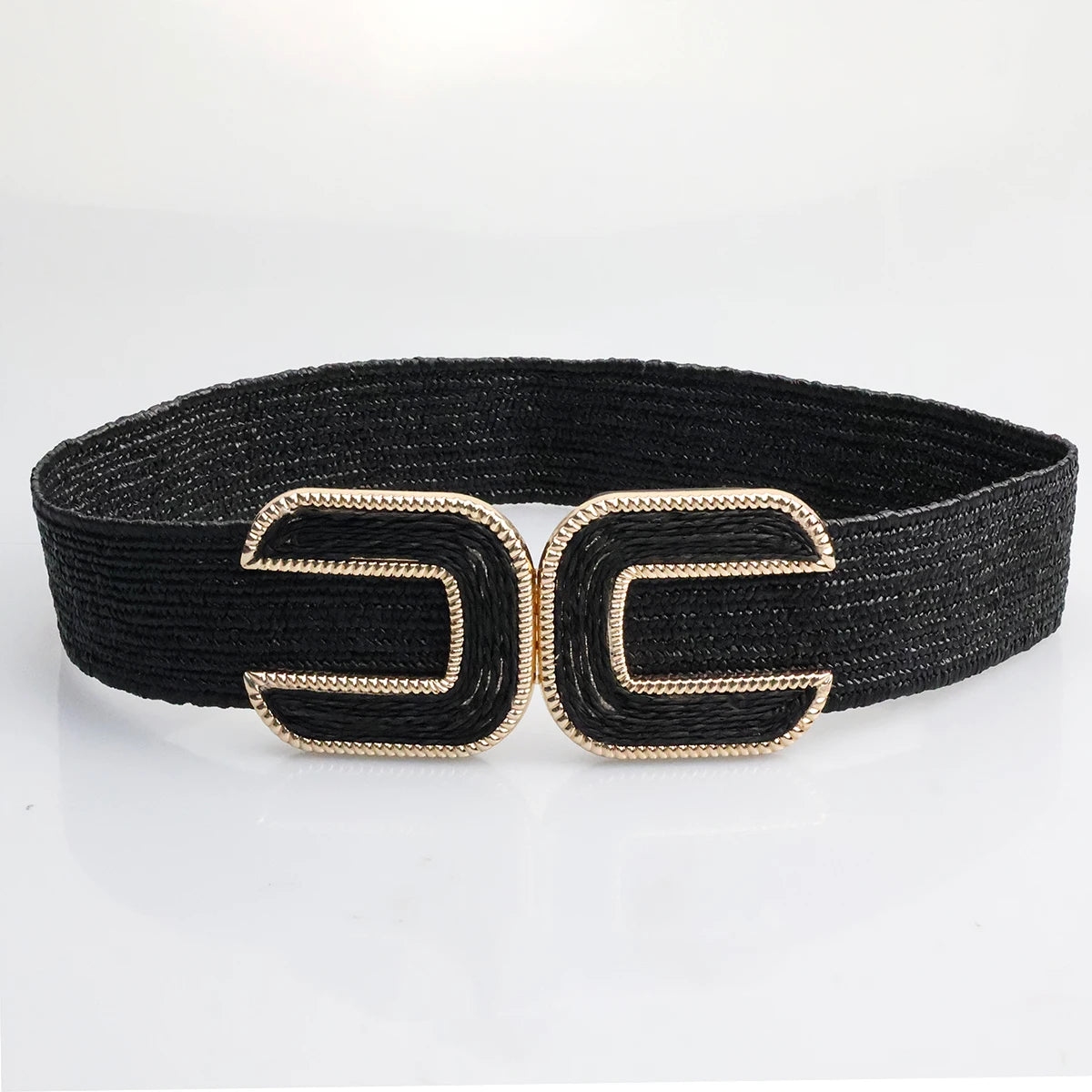 5cm Fashion Elastic Women's Belt PP Grass Woven Solid Color Elastic Belt for Women