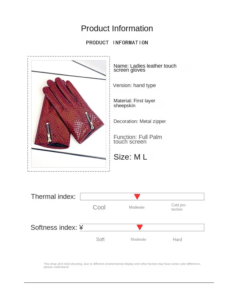 Women's 2024 Spring and Autumn Slim Fit 100% Genuine Leather Gloves Fashion Color Sheepskin Touchable Riding Fashion Gloves