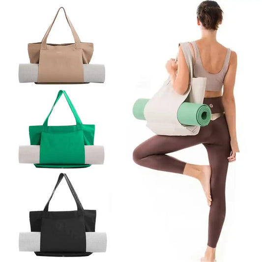 Yoga Mat Storage Bag Collapsible Washable Canvas Shoulder Package Outdoor Sports Fitness Pilates Large Capacity Fitness Bag