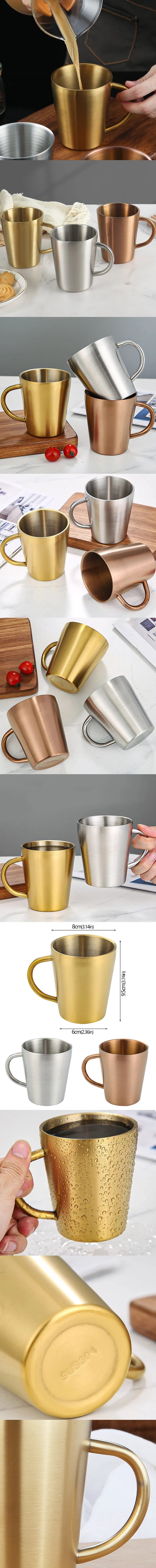 300ml 304 Stainless Steel Double Layer Mugs Portable Creative Water Cup Heat Insulation Cup Drinkware Household Kitchen Supplies