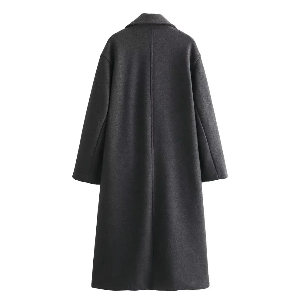 PB&ZA  2023 Autumn/Winter New Women's Wear New Fashion Casual Versatile Soft Loose Long Coat Coat