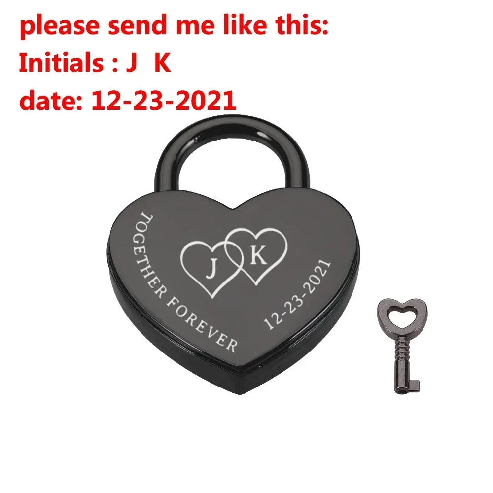 Customized Initials Padlock Key Valentine's Day Love Lock Personalized Couple Keychain Key and Lock Fashion Jewelry Couple Gifts Valentines Gift