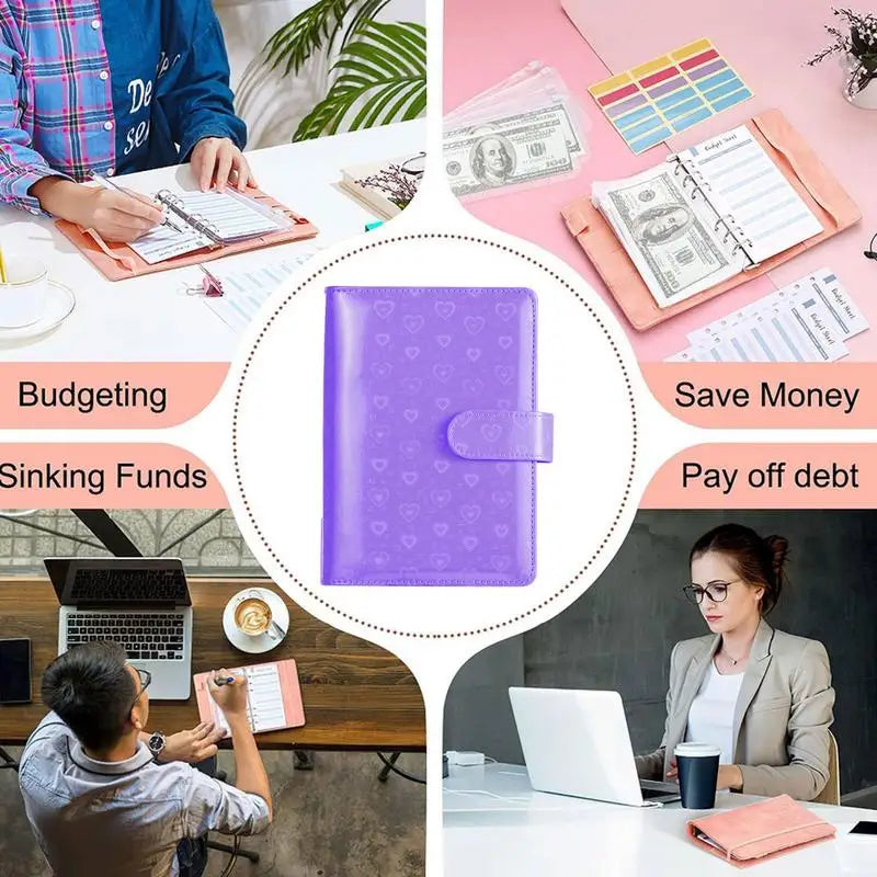 Mini Binder With Cash Envelopes Money Cash Saving Budget Book Eye-Catching Money Saving Accessory For Home Offices And Schools